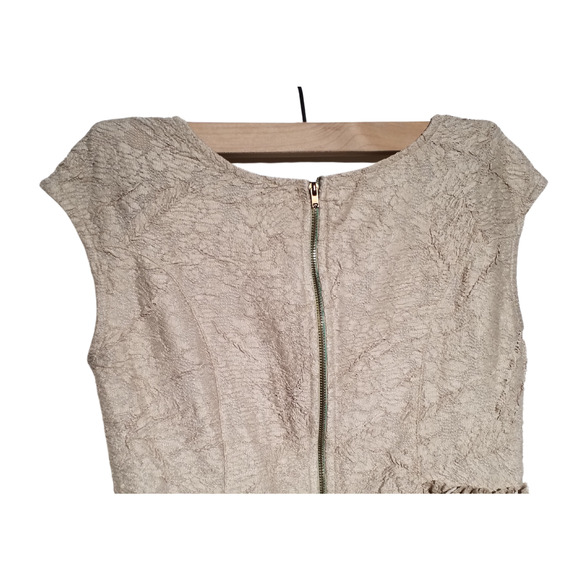 Zara W&B Collection Lace Peplum Top Beige Back Zip Size Medium - Picture 4 of 5